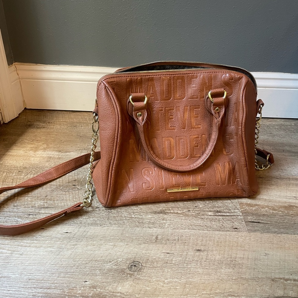 Steve Madden Brown Embossed Satchel